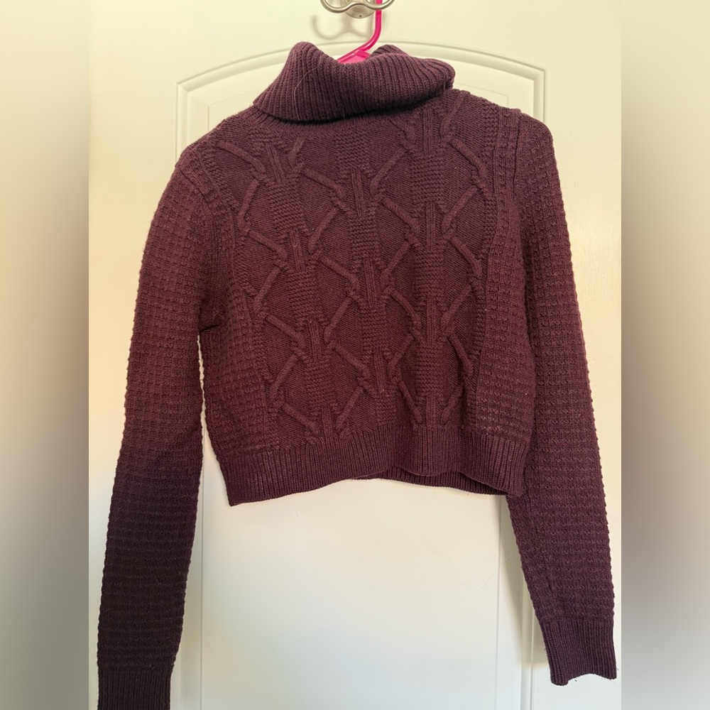 Club Monaco Maroon turtleneck crop sweater